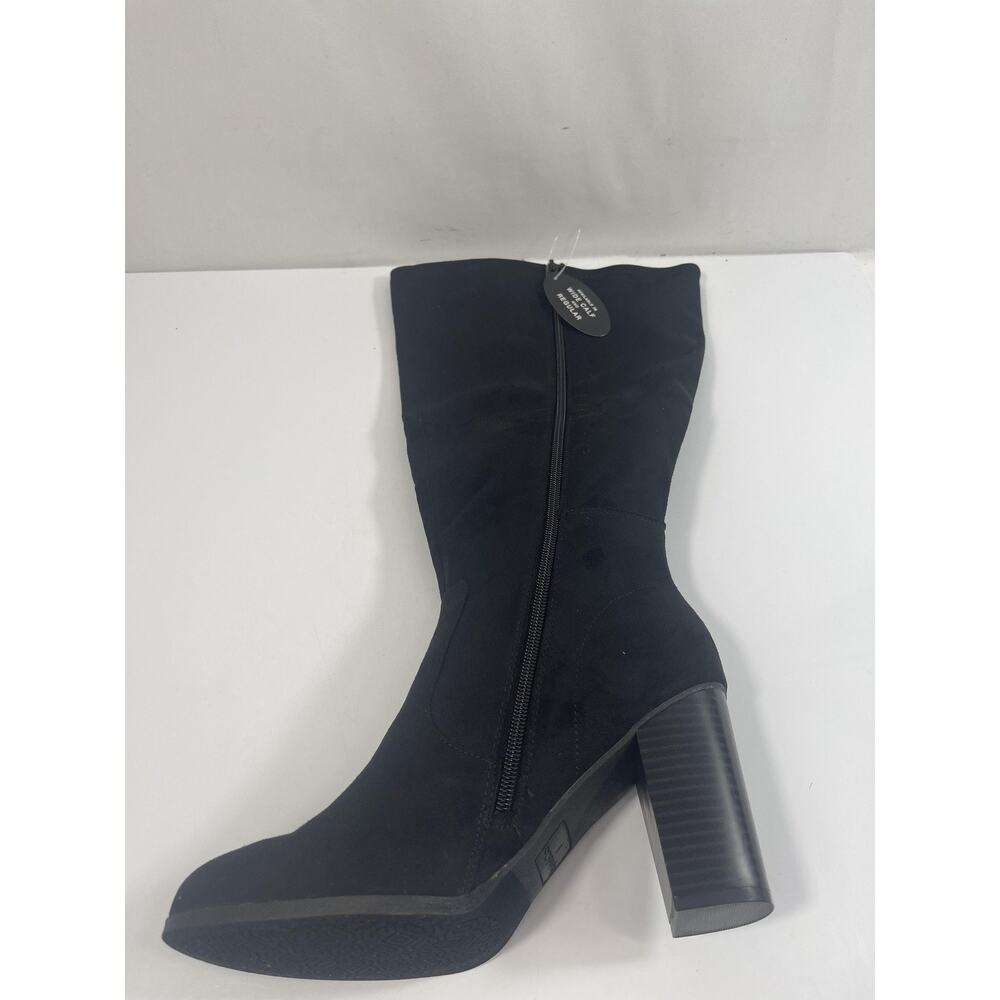 Style&Co Boots Womens Size 8 Black ADDYYF Wide Calf Faux Suede Block Heel - Picture 3 of 13